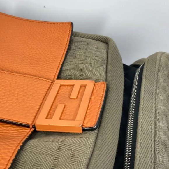 Auth FENDI 7VZ048 Backpack Zucca multi Bag Backpack Black/orange x khaki - Picture 8 of 16